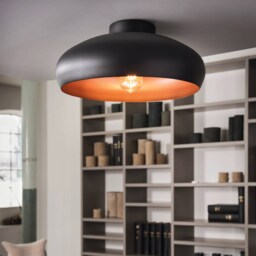 EGLO Mogano Vintage Steel Black and Copper Ceiling Light