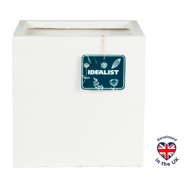 Square Box White Light Concrete Garden Planter H40 L40 W40 cm, 65 ltrs Cap.