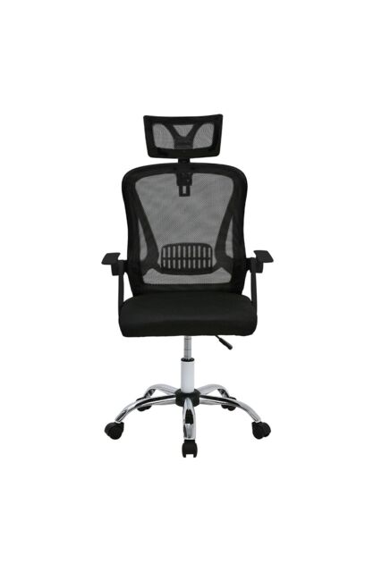 Living and Home Swivel Office Chair with Headrest - Black