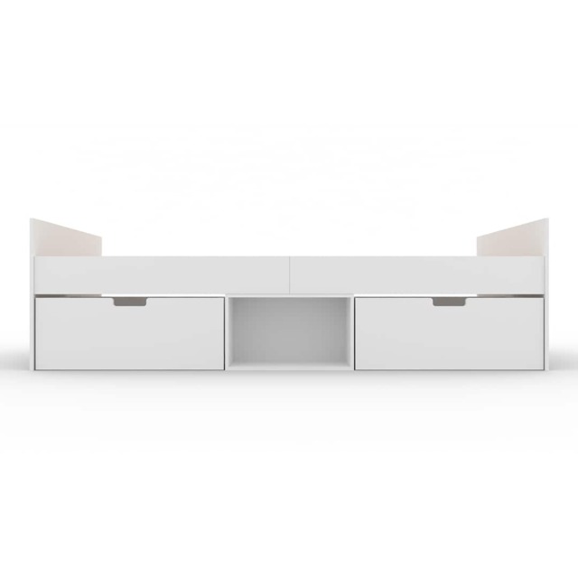 3 Feet Flash Single Cabin Bed with 2 Drawers - L196 x W95 x H50 cm - White - Assembly Required