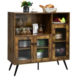 COSTWAY Kitchen Storage Cabinet Wooden Buffet Cupboard Brown Brown 1