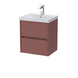 Balterley Chartley Contemporary Wall Hung 2 Drawer Vanity Basin Unit, Thin-Edge Basin, 500mm, Smoked Red