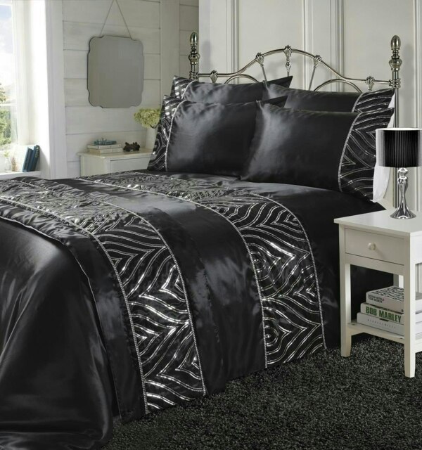Shimmer Duvet Cover Set - King - Black