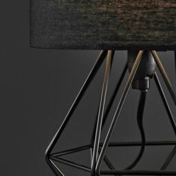 ValueLights Modern Small Satin Black Metal Basket Cage Table Lamp With Black Fabric Shade