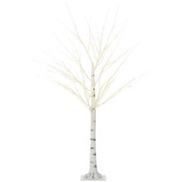 HOMCOM 5ft Artificial White Birch Tree Light with Warm White PreLit LED Light for Indoor and Covered Outdoor Use