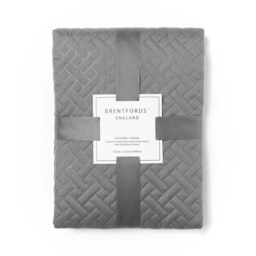 OHS Geo Pinsonic Blanket Quilted Bedspread, 200x240cm - Charcoal