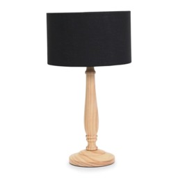 ValueLights Victoria Light Wood Table Lamp Black Shade and Bulb