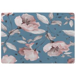 Pink Flowers On Blue Rug Multi
