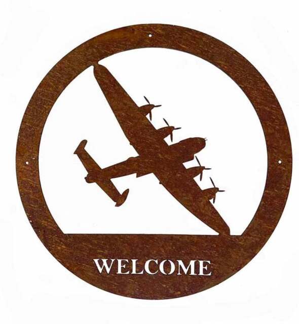 Lancaster Welcome Wall Art - Small - Steel - W29.5 x H29.5 cm - Bare Metal/Ready to Rust Brown