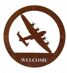 Lancaster Welcome Wall Art - Small - Steel - W29.5 x H29.5 cm - Bare Metal/Ready to Rust Brown