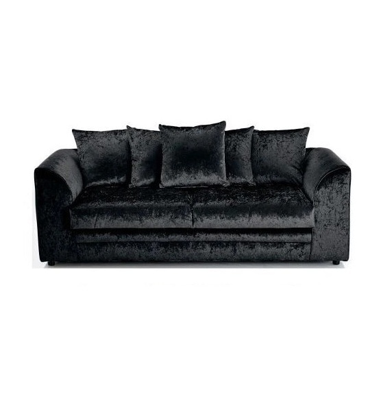 CHICAGO CRUSHED VELVET SOFA 3 SEATER IN BLACK