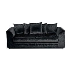 CHICAGO CRUSHED VELVET SOFA 3 SEATER IN BLACK