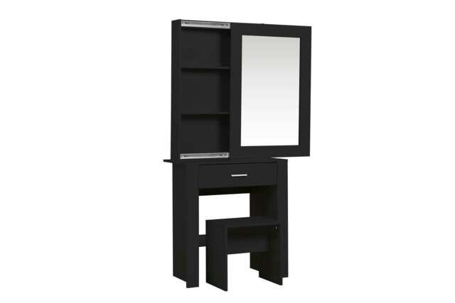 Evelyn 1 Drawer Sliding Mirror Dressing Table Black