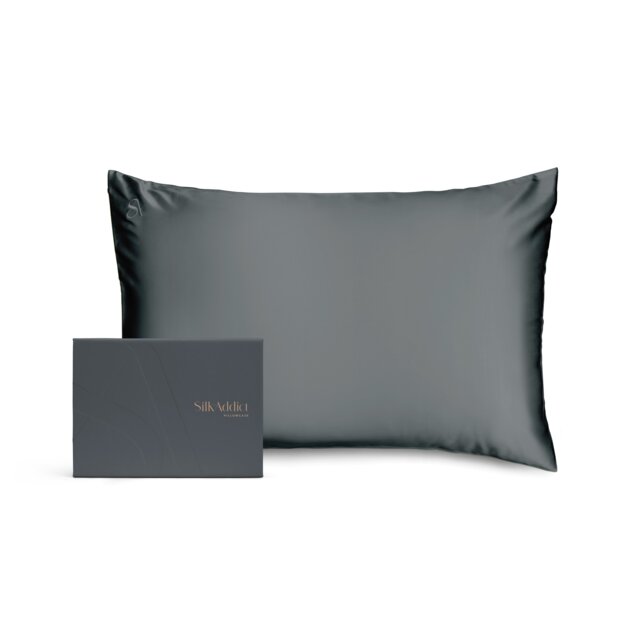 Silk Addict 100% Mulberry Silk Pillowcase – Charcoal Grey Standard 1
