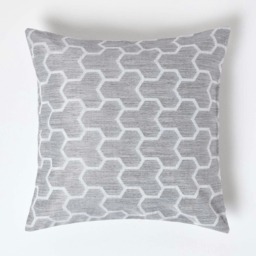 Homescapes Geometric Grey Jacquard Cushion Cover - 60 x 60 cm Grey Light Grey 60 x 60 cm