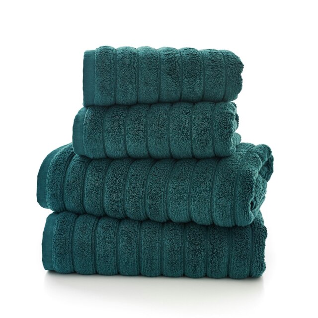 Ribbleton 100% Cotton Zerotwist Ribbed Towels – Hand, Bath & Sheet Sizes – Ultra Soft Green Dark Green Bath towel