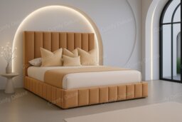 Beige 3ft Single Plush Velvet Astro Bed Frame Solid Base