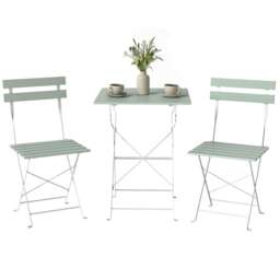 Outsunny Outdoor Bistro Set Folding for 2 People White Green Green Natural green Table: 55 x 55 x 71 cm Chair: 39 x 48 x 80 cm