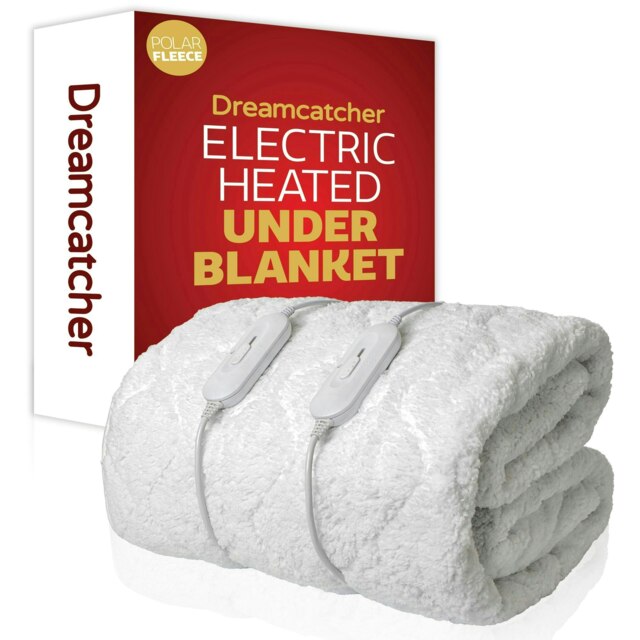 Dreamcatcher King Size Bed Electric Blanket Heated Fitted Fleece Under Blanket Cover Dual Control White White Not provided 1