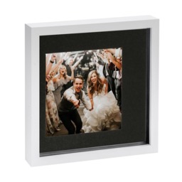 "Nicola Spring 10 x 10"" Photo Frame - White/Black Mount - 3D Photo Frame Picture Frame Box Portrait Display Case (53 x 53cm)"