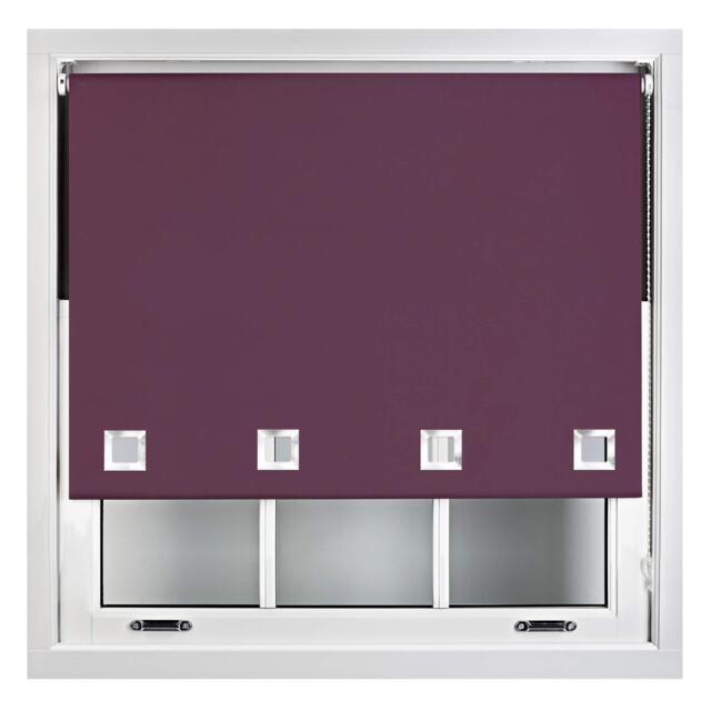 FURNISHED Blackout Roller Blinds with Large Square Eyelets Made to Measure Window Shade Purple Aubergine (W) 210cm x (L) 165cm