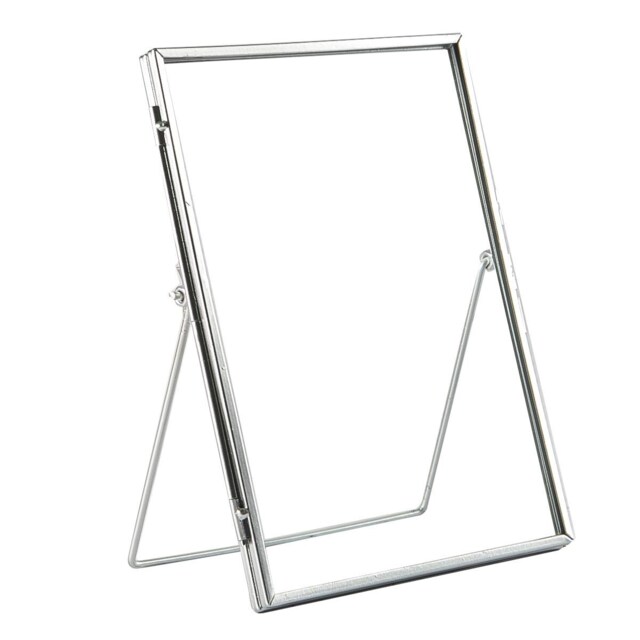 "Nicola Spring Standing Metal Photo Frame - Picture Frame Freestanding Frame Display Poster Frame Silver Silver 6"" x 8"""