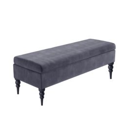 Sierra Plain 120cm Ottoman Storage Bench - Plush Velvet Shoe Bench - Steel Grey Upholstery Footstool with Storage