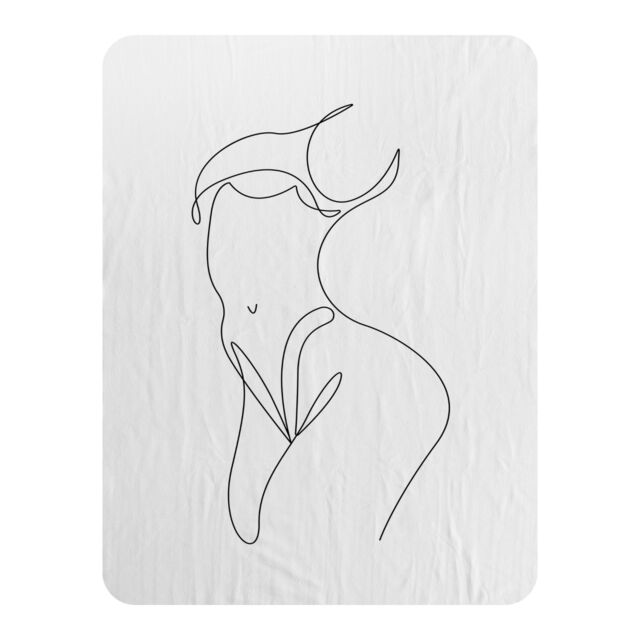line art of femail body Designer Blanket Multi