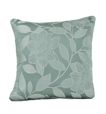 Soft Luxury Jacquard Floral Cushion - 43cm x 43cm Green Duck Egg
