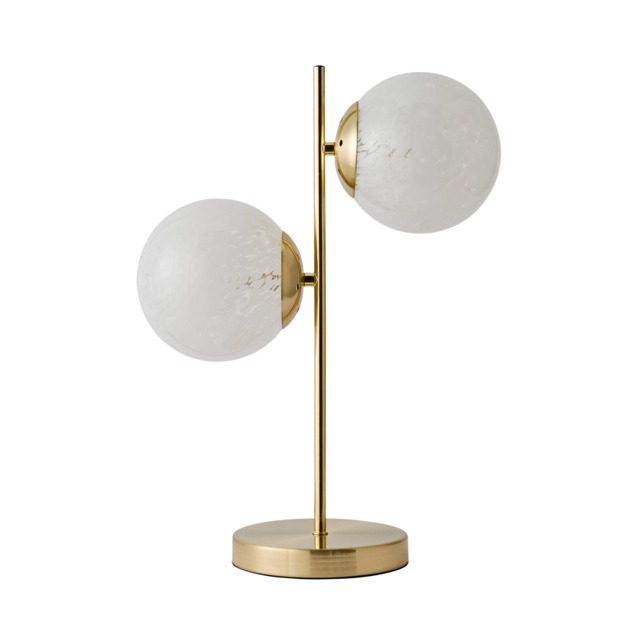 ValueLights Jas Gold Table Lamp White Confetti Glass Shades