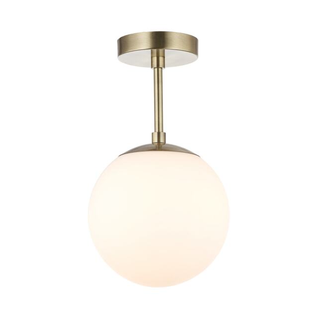 Traditional Glass Globe IP44 Bathroom Ceiling Light Fixture in Antique Brass Gold Antique Brass 1