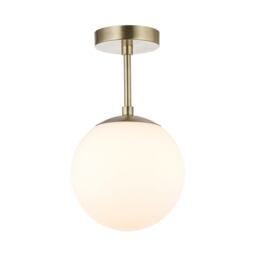 Traditional Glass Globe IP44 Bathroom Ceiling Light Fixture in Antique Brass Gold Antique Brass 1