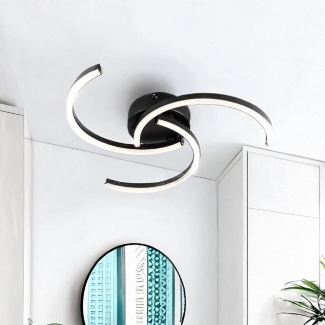 Curve - Black LED Flush Ceiling Light Black 1