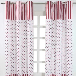 Homescapes Red Love Hearts Ready Made Eyelet Curtain Pair - 137 x 228 cm Drop Red Red