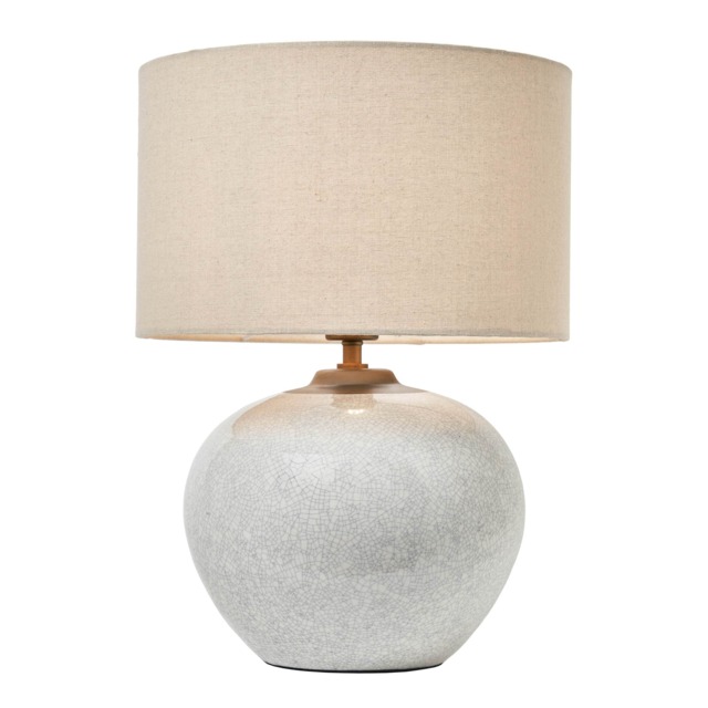 BHS Misha Large Ceramic Crackle Base Table Lamp, White