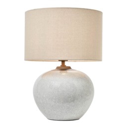BHS Misha Large Ceramic Crackle Base Table Lamp, White