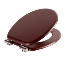 Harbour Housewares Soft Close Toilet Seat - Mahogany MDF Wooden Lid Easy Install Durable Bathroom Accessory with Quiet Close
