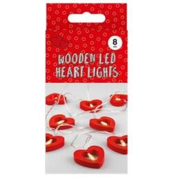 Red Wooden Love Hearts LED String Lights 1.2m