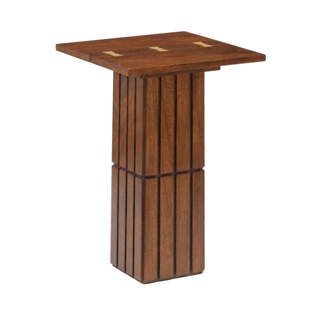 Alyssa Solid Mango Wood Side Table with Slatted Pedestal Base
