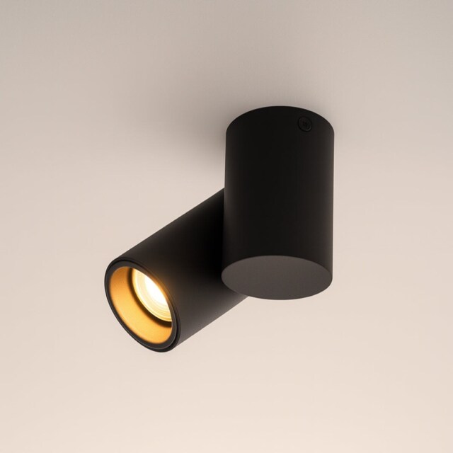 CGC LUP Black Single GU10 Adjustable Ceiling and Wall Spotlight Black Black Height: 11.5 cm, Width: 11.6 cm, Spotlight Width: 5.6 cm