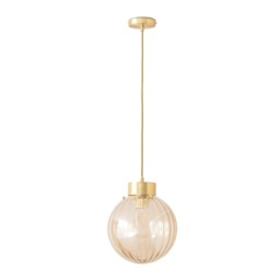 ValueLights Chessy Ribbed Glass Gold Cap Ceiling Light Gold