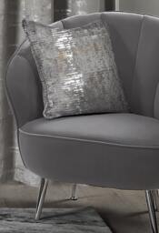 Metallic Distressed Velvet Cushion - 43cm x 43cm Grey Silver