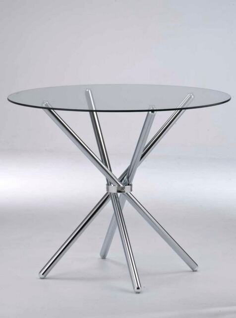Casa Dining Table Glass Top - Metal/Glass - L90 x W90 x H74.5 cm - Clear Clear
