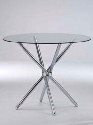 Casa Dining Table Glass Top - Metal/Glass - L90 x W90 x H74.5 cm - Clear Clear