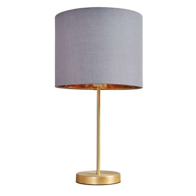 ValueLights Charlie Gold Table Lamp Grey Gold Shade