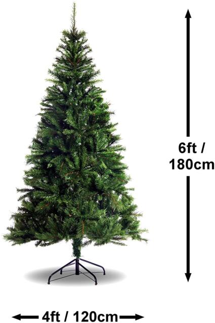 Best Artificial 6ft (180cm) Colorado Pine Hinged Thick Indoor full Christmas Tree with metal stand for Home or Business Green Green 6ft