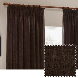 Heavy Chenille Blackout Pencil Pleat Curtain Pair Brown Brown 2