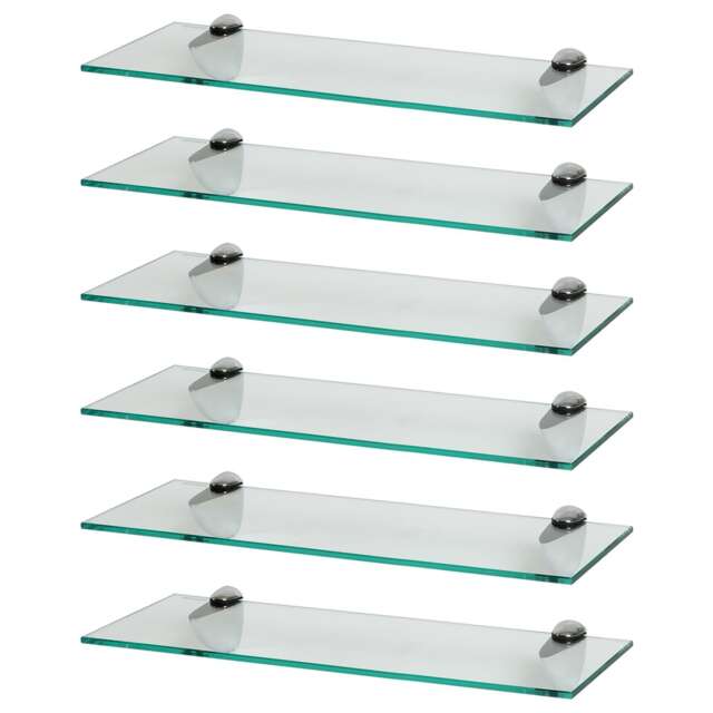 Harbour Housewares Floating Glass Shelf - 50cm - Metallic Brackets - Bathroom Shower Storage Vanity Display Unit Shelf Silver Chrome 6
