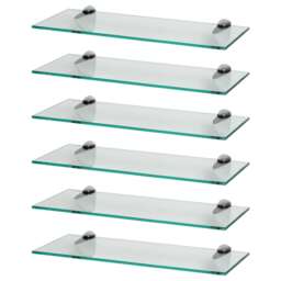 Harbour Housewares Floating Glass Shelf - 50cm - Metallic Brackets - Bathroom Shower Storage Vanity Display Unit Shelf Silver Chrome 6