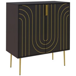 HOMCOM Storage Cabinet, Modern Kitchen Cupboard with 2 Doors, Adjustable Shelf and Metal Legs, Freestanding Sideboard for Living Room, Dining Room, Hallway, Black